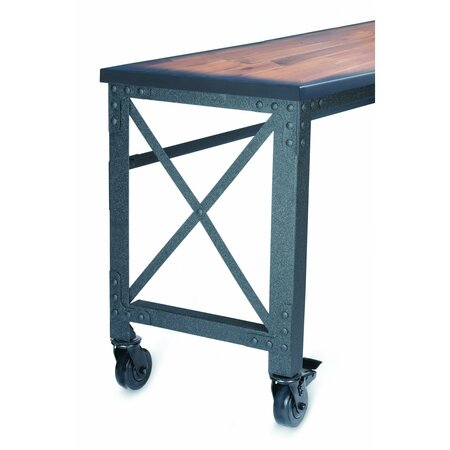 Duramax 62 In. x 24 In. Rolling Industrial Worktable Desk with solid wood top 68021